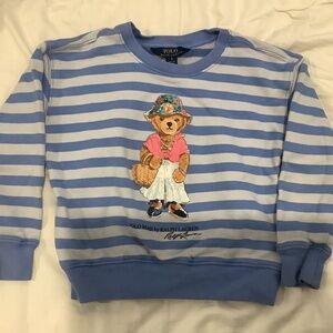 Ralph Lauren girls striped Bear crewneck